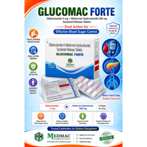 GLUCOMAC FORTE – Glibenclamide 5 mg + Metformin Hydrochloride 500 mg Sustained Release Tablets
