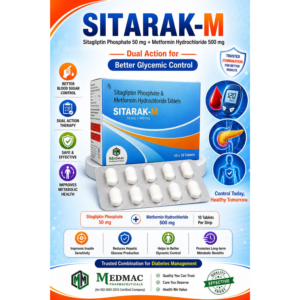 SITARAK-M – Sitagliptin Phosphate 50 mg + Metformin Hydrochloride 500 mg Tablets