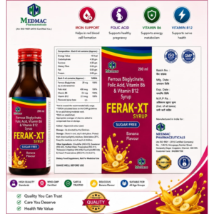 FERAK-XT Syrup – Ferrous Bisglycinate, Folic Acid, Vitamin B6 & Vitamin B12 Syrup