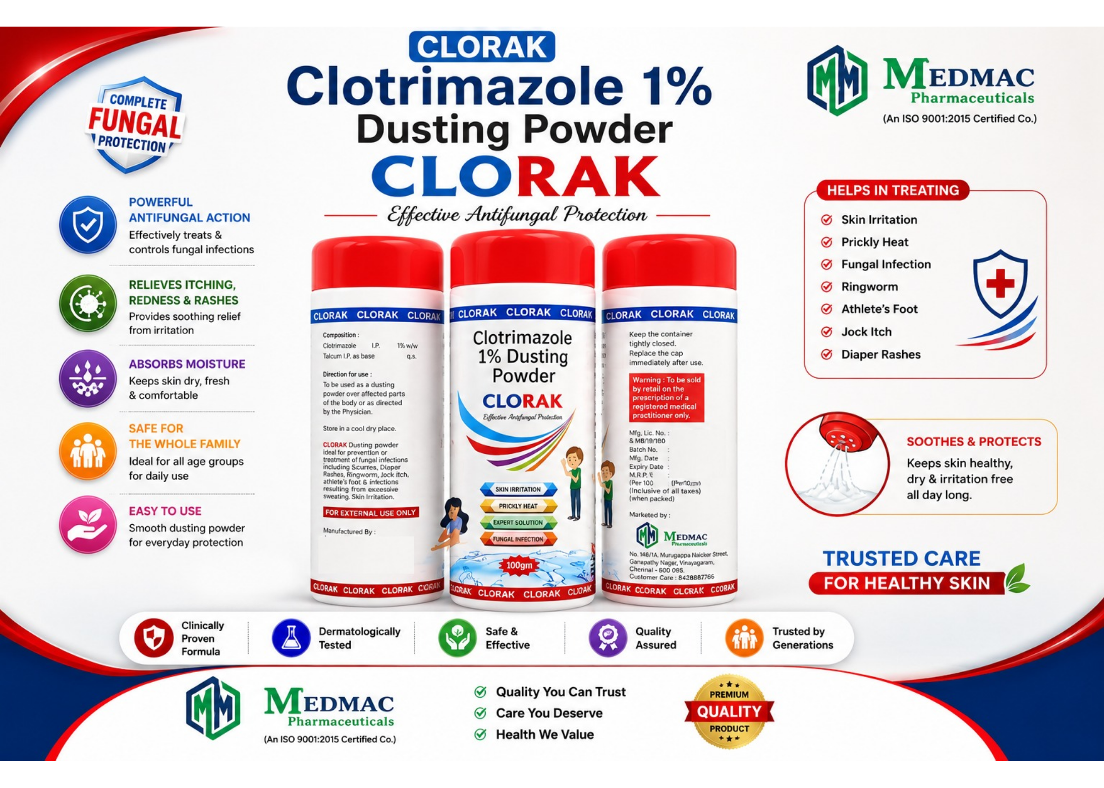 CLORAK – Clotrimazole 1% Dusting Powder