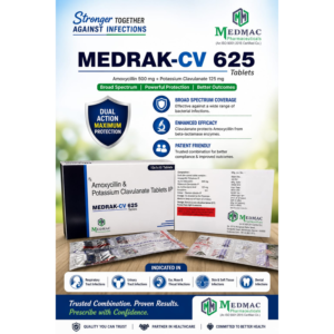 MEDRAK-CV 625 – Amoxycillin & Potassium Clavulanate Tablets IP